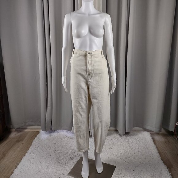 Abercrombie & Fitch The Ankle Straight Ultra High Rise Cotton White Jeans Sz 35 - Picture 2 of 11